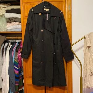 Michael Kors | black trench coat with gold hardware
